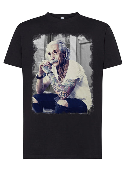 T-Shirt Einstein Genius Tatuato - Cotone Fiammato Unisex