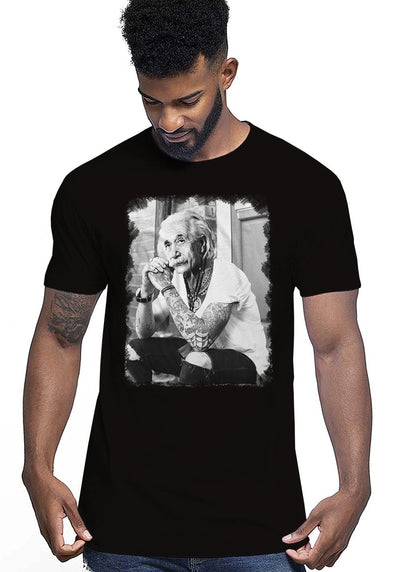 T-Shirt Einstein Genius Tatuato - Cotone Fiammato Unisex