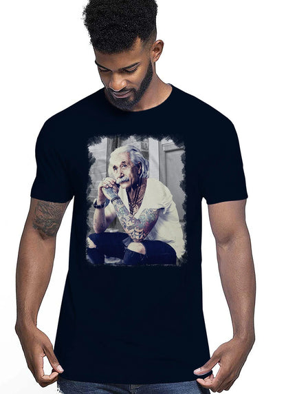 T-Shirt Einstein Genius Tatuato - Cotone Fiammato Unisex