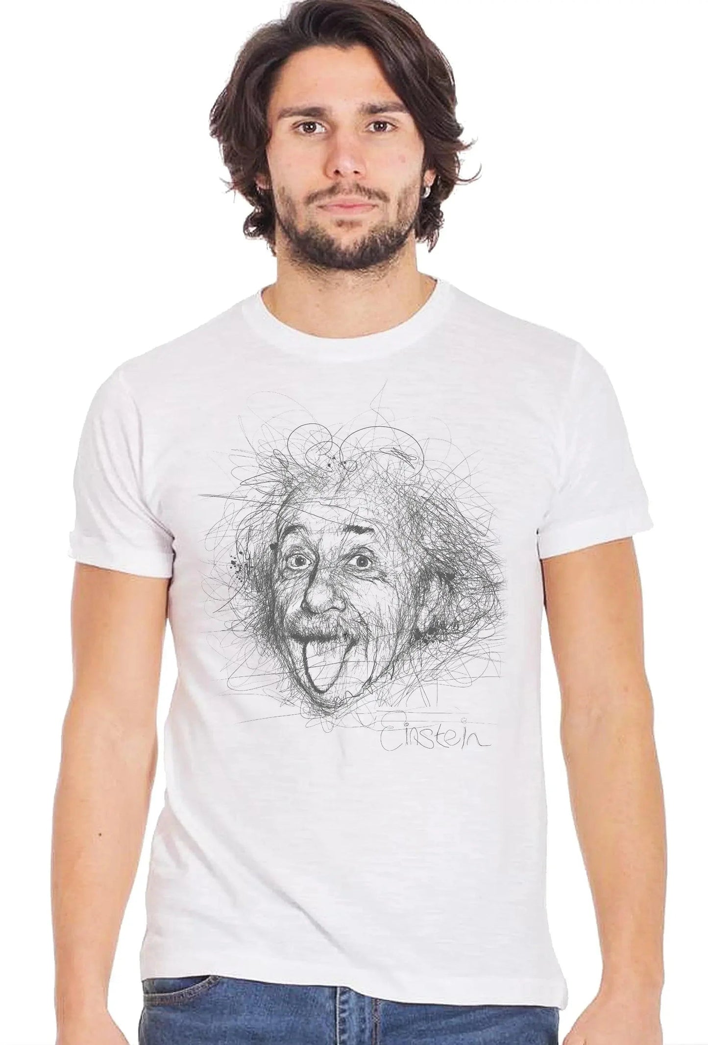 T-Shirt Einstein Tatuato Uomo - Cotone Biologico Fiammato