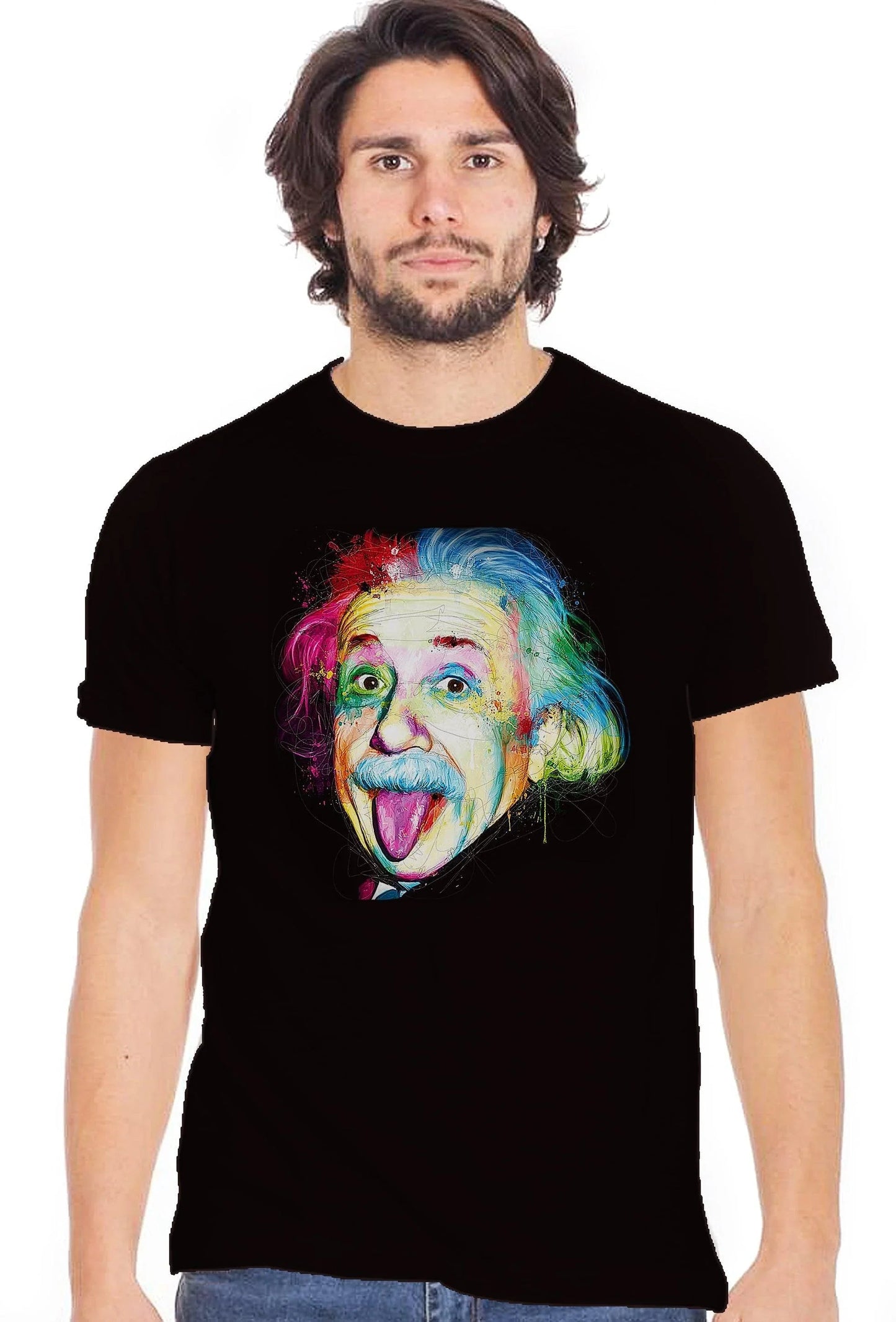 T-Shirt Einstein Stilizzato - Cotone Slub Eco Uomo