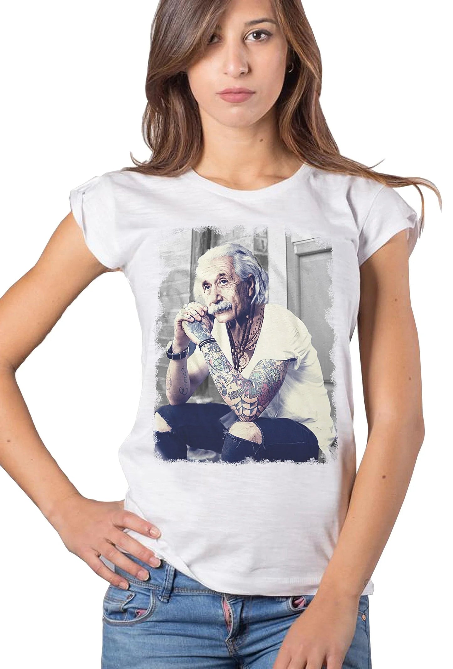 T-Shirt Einstein Tatuato Donna - Cotone Biologico Fiammato