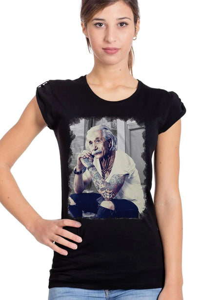 T-Shirt Einstein Tatuato Donna - Cotone Biologico Fiammato