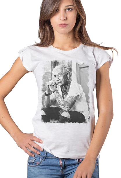 T-Shirt Einstein Tatuato Donna - Cotone Biologico Fiammato