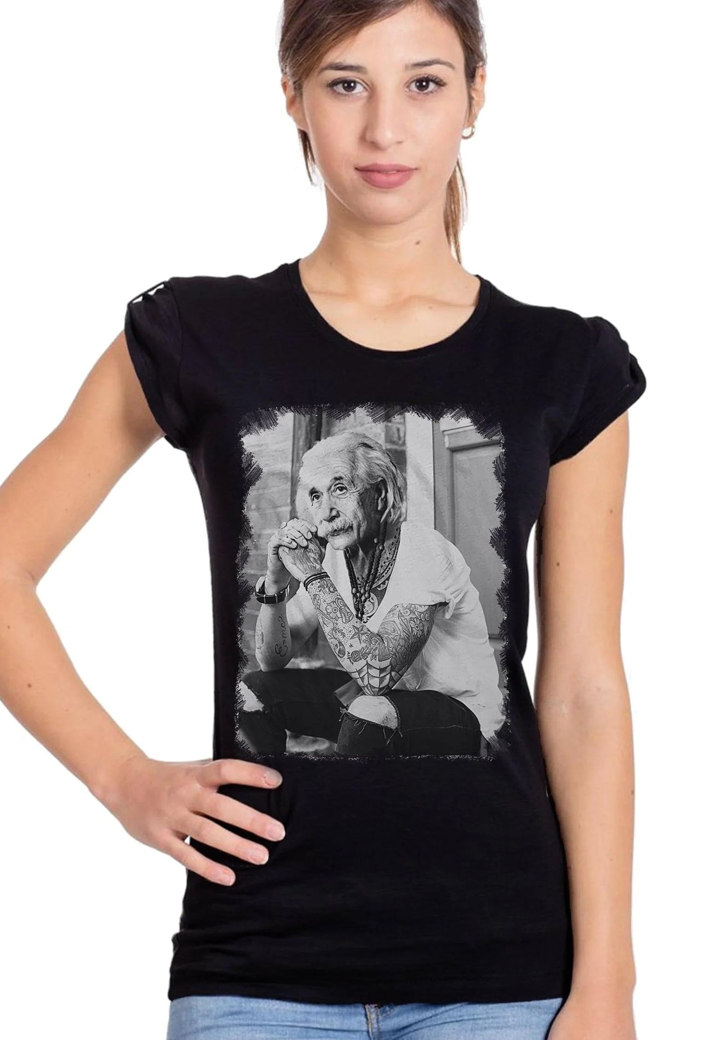 T-Shirt Einstein Tatuato Donna - Cotone Biologico Fiammato