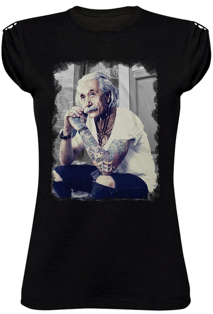 T-Shirt Einstein Tatuato Donna - Cotone Biologico Fiammato