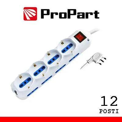 Multipresa 12pos bipasso + bipasso/schuko spina16A +interr.