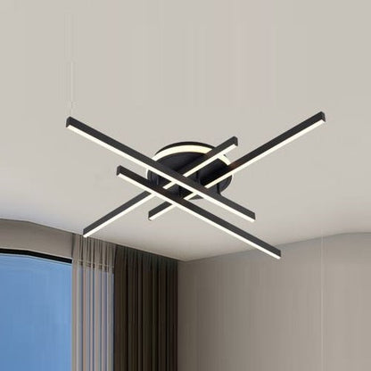 Plafoniera Moderna A Led 45 Watt Lampada Lampadario Nero Da Soffitto Calda 3000K