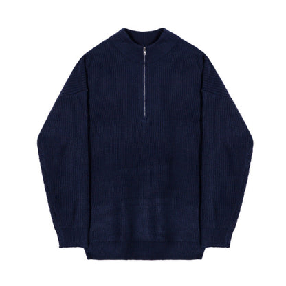 Maglione con Mezza Zip a Collo Alto