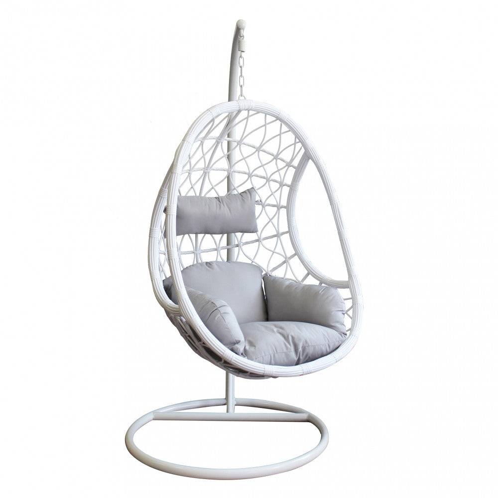 Dondolo Capraia - Wicker e Metallo Colore Bianco 195x93x122cm