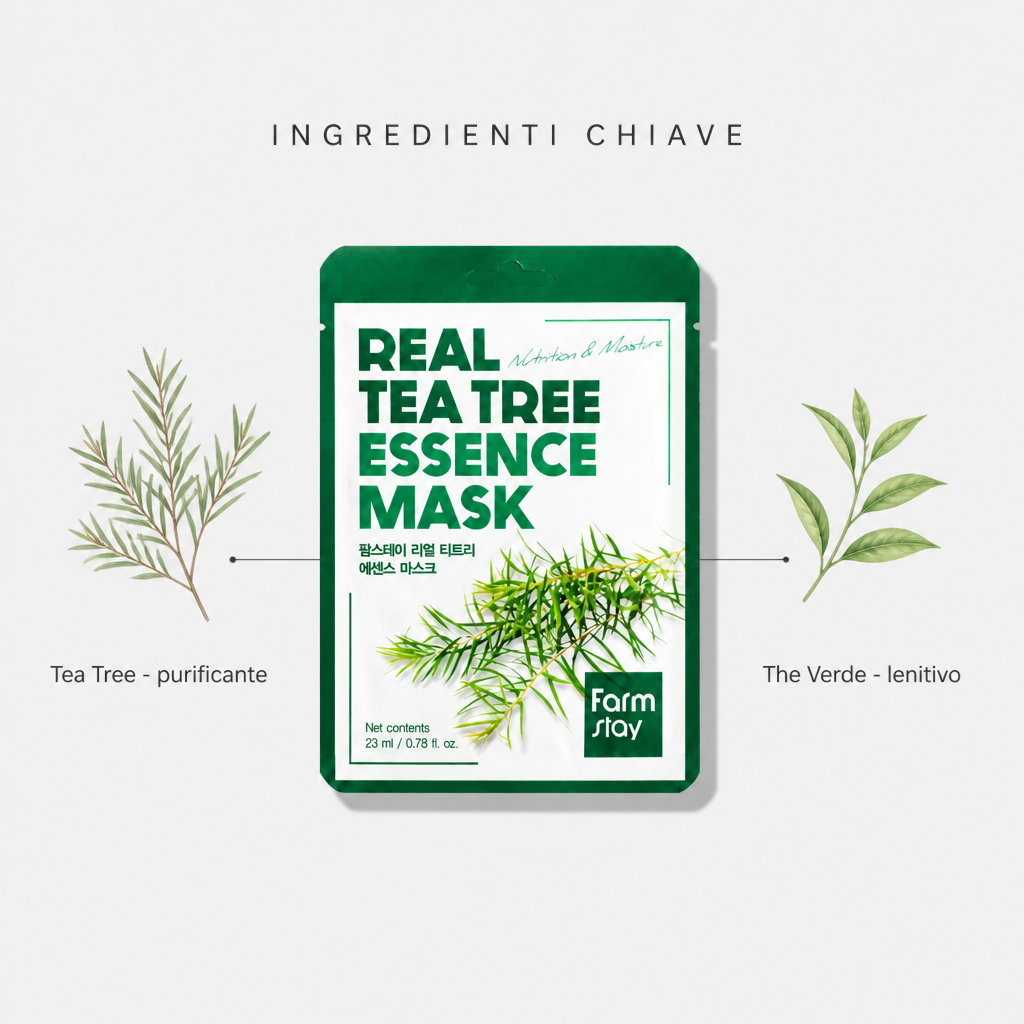 Farmstay Real Tea Tree Essence Mask – Maschera Viso Purificante 23ml