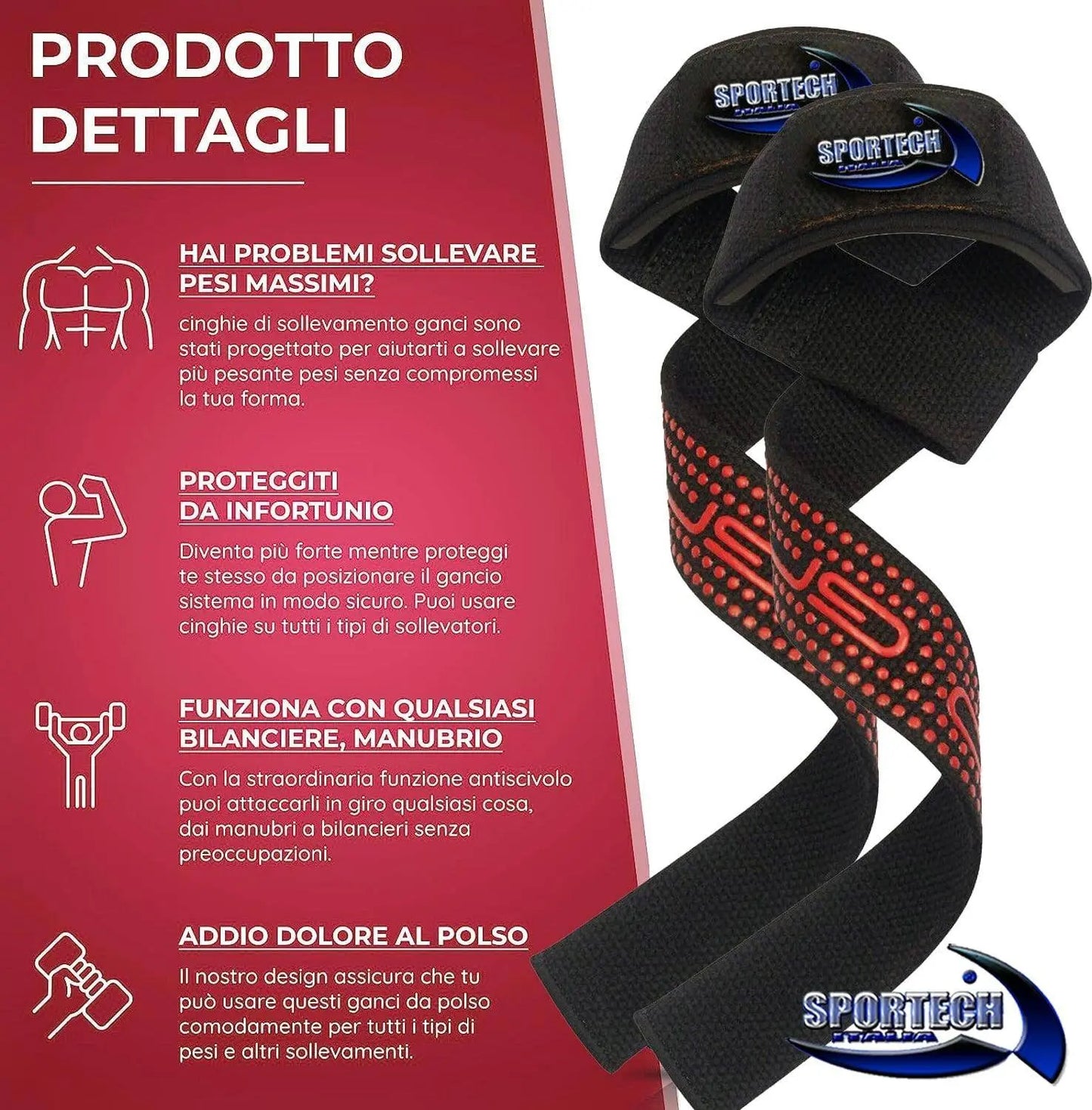 Fasce per stacchi pesi palestra cinghie sollevamento straps Bodybuilding Powerlifting