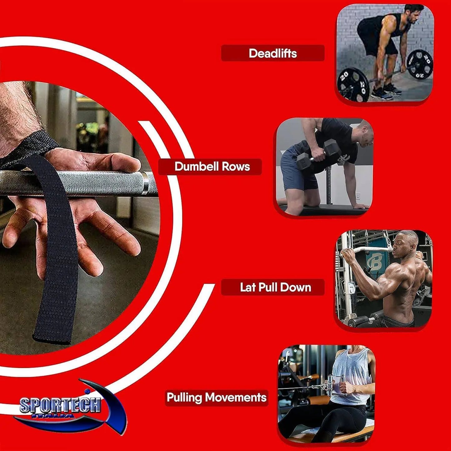 Fasce per stacchi pesi palestra cinghie sollevamento straps Bodybuilding Powerlifting