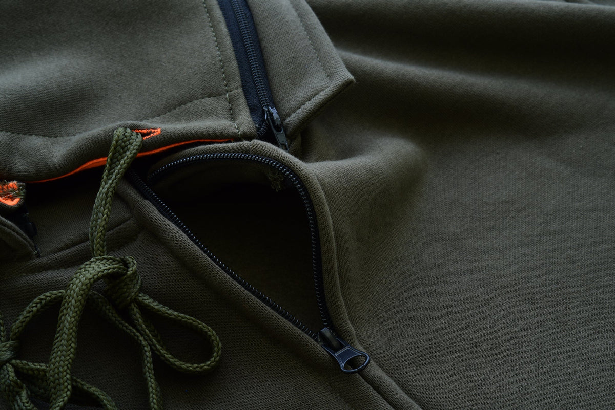 Felpa KONUSTEX LYSEO verde con cappuccio e rinforzi