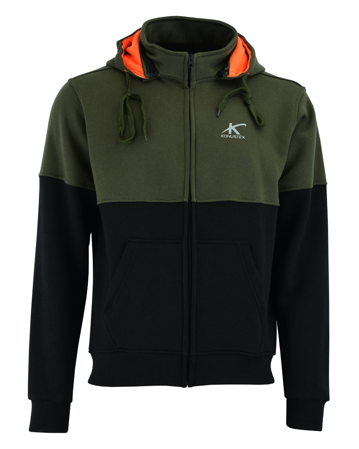 Felpa KONUSTEX LYSEO verde nera con cappuccio e rinforzi #357
