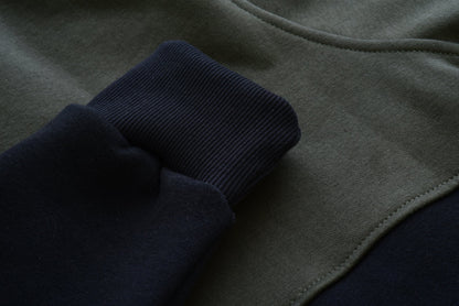 Felpa KONUSTEX LYSEO verde nera con cappuccio e rinforzi #357