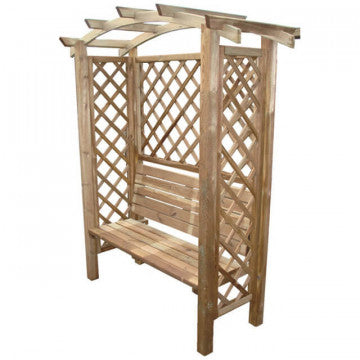 Gartenbogen mit Holzbank aus Kiefernholz für den Garten 160 x 70 x 190