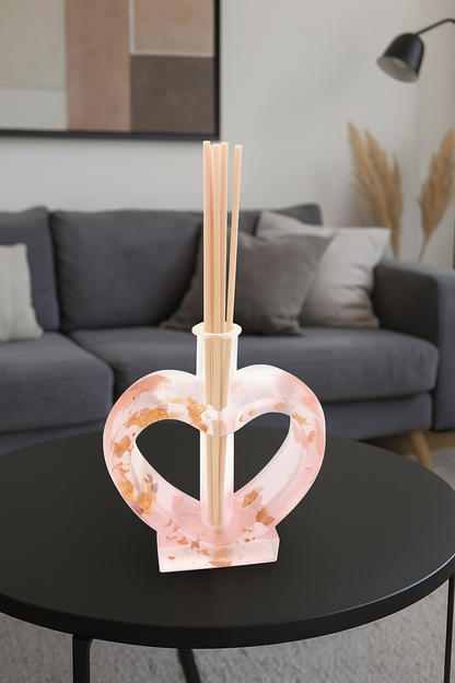 Vaso o porta diffusore "Fiori eterni" a forma di cuore