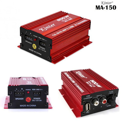 Mini Stereo-Verstärker, 2 Kanäle, Auto, 500W, 12V, USB, SD, MP3, FM, Audio-Anlage