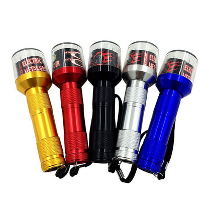 Elektrischer Grinder Aluminium Tabakzerkleinerer Kräutermühle Tabakmühle Taschenlampe Kräuter