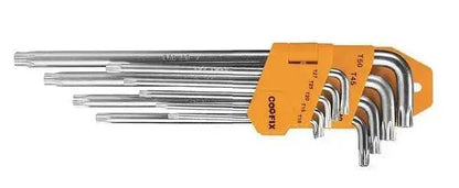 Set 9 chiavi torx lunghe c/foro crv