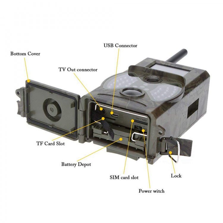 Fototrappola Gsm Telecamera Da Per Caccia 2G Videocamera 5Mp Infrarossi Hc-300M