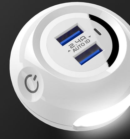 SCHNELLES EU-LADEGERÄT 2 USB ANDROID-IOS STECKER 2.4A + LED-TOUCH-NACHTLAMPE