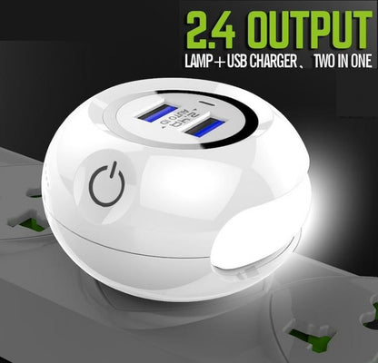SCHNELLES EU-LADEGERÄT 2 USB ANDROID-IOS STECKER 2.4A + LED-TOUCH-NACHTLAMPE