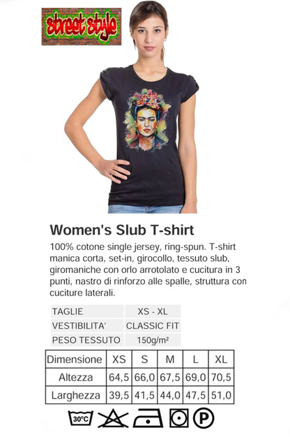 T-shirt Frida Kahlo Donna Bio - Cotone Organico 100% Made in Italy