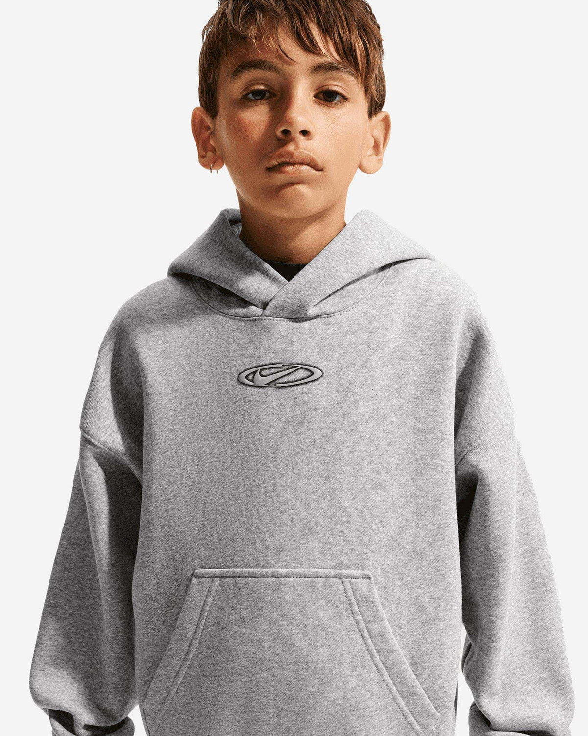 Nike Felpa Junior Club Fleece IO1683-063 Grigio - Felpa Bambino con Cappuccio