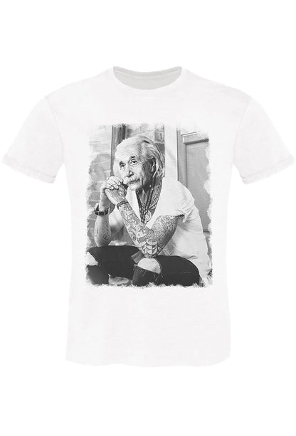 Einstein Genio Fisico Tattoo - T-shirt Uomo in Cotone Fiammato in BS