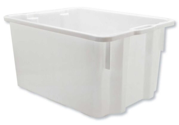 Cassa chiusa PEHD 50 litri bianca – Sovrapponibile, alimentare, 55x43x31 cm