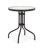Outdoor Table in Black Steel Ø60 cm – Tempered Glass Top