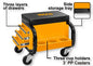 Tool Cart with Seat and Drawers - 110kg Capacity Swivel Casters