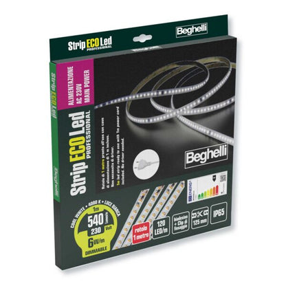 Strip LED 1 metro IP65 230V, 6W luce naturale 4000K, tagliabile