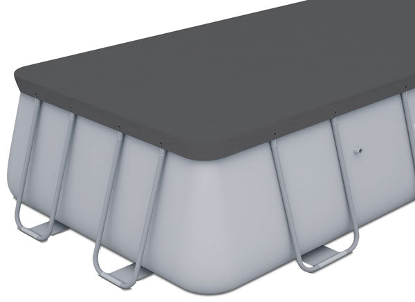 Copripiscina rettangolare 488x244 cm in PE con corde e fori drenaggio