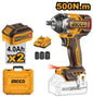 20V Impact Wrench with 2 x 4.0Ah Batteries and 500Nm Max Torque