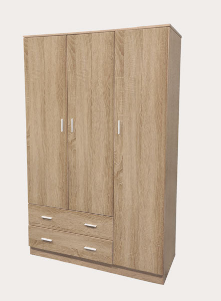 Armadio 3 Ante con 2 Cassetti 120x52 cm Moderno