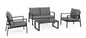 Hilde Anthracite Aluminum Outdoor Lounge Set – 2-Seater Sofa, 2 Armchairs, Coffee Table