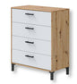 4-Drawer Chest Knotted Oak and White Artik – 78x40x94h cm