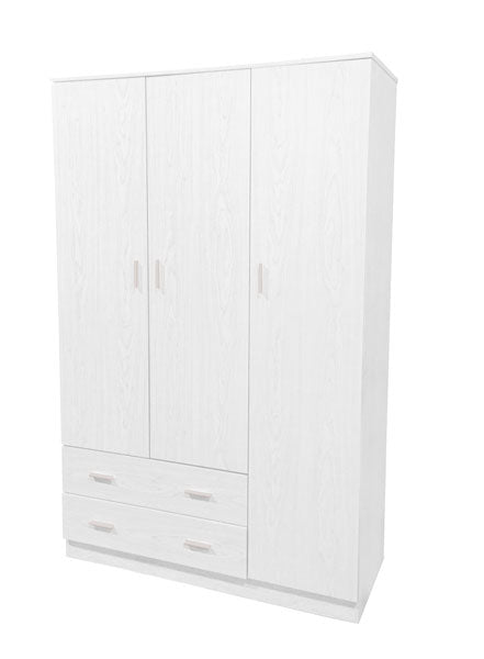 Kleiderschrank 3-türig mit 2 Schubladen 120x52 cm Modern