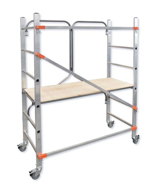 Flecto Klappbares Aluminium-Rollgerüst mit Rädern und Bremse 150 kg
