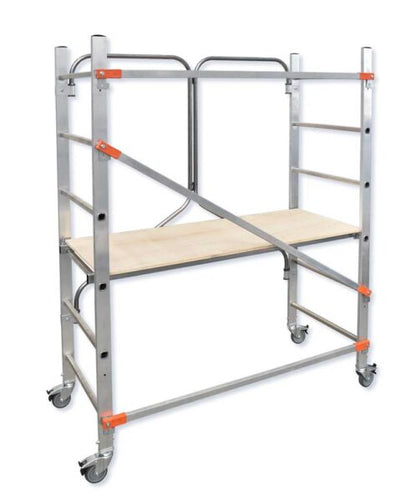 Flecto Klappbares Aluminium-Rollgerüst mit Rädern und Bremse 150 kg