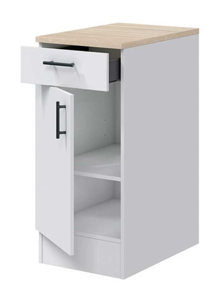 Mobile Basis 40x60x90h Kira 1 Schublade 1 Tür MDF Weiß/Eiche – Haus- und Küchenmöbel