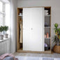 3 Sliding Door Wardrobe 150x50x200h White Artik and Canadian Oak