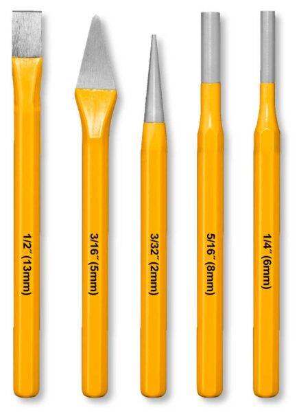 5-teiliges Set Meißel und Splinttreiber – 40Cr Stahl mit Etui