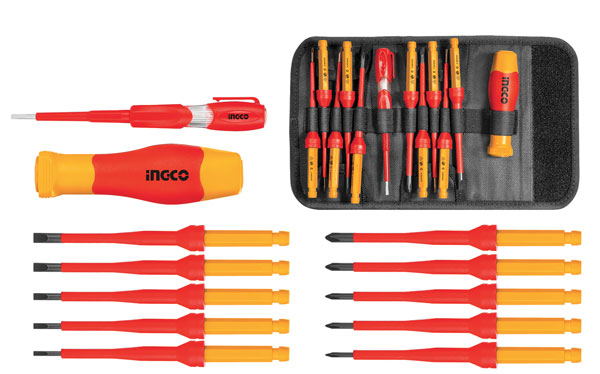 Set mit 12 isolierten 1000V INGCO Schraubendrehern – VDE/GS-zertifiziert, Tasche inklusive
