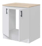 80 cm Sink Base Unit with 2 Doors, White/Oak - Durable MDF