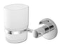 Chrome and frosted glass toothbrush holder with rustproof plate