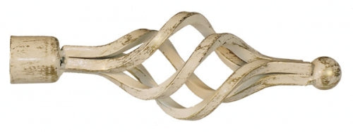 Gardinenstange ausziehbar Zagreb – Schmiedeeisen 120–210 cm, Elfenbein/Gold